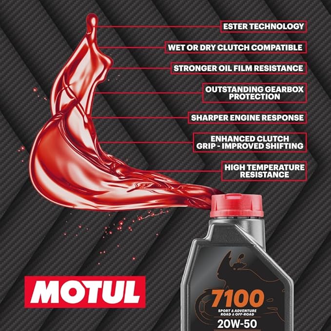 Motul 7100 4T 20W-50 Fully Synthetic Bike Engine Oil – API SN Performance ( Pack Size 1L , 1.25L , 1.5L  )