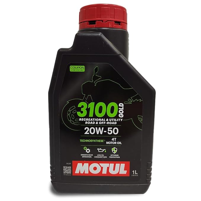 Motul 3100 4T Gold 20W-50 Technosynthese Semi-Synthetic Engine Oil for Bikes | API SM | High Performance Protection ( Pack Size 1L, 1.2L,1.5L )