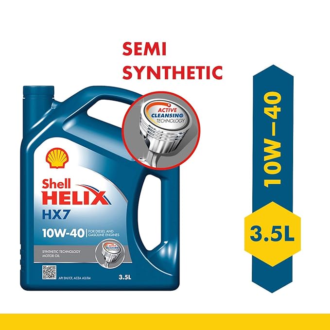 Shell Helix HX7 10W-40 API SN Semi Synthetic Engine Oil for Petrol, Diesel & CNG Cars ( Pack Size 1L , 3.5L )