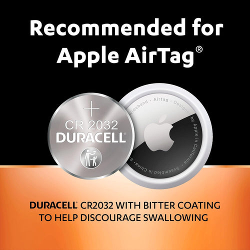 Duracell CR2032 Lithium Coin Battery, Pack of 2, Specialty Devices, Apple AirTag Child Safety Features, Electronic car Keys
